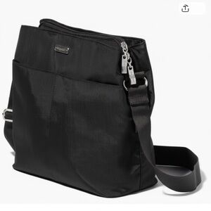 NEW BAGGALLINI Black Nylon Triple Compartment Crossbody Travel Bag MSRP $95